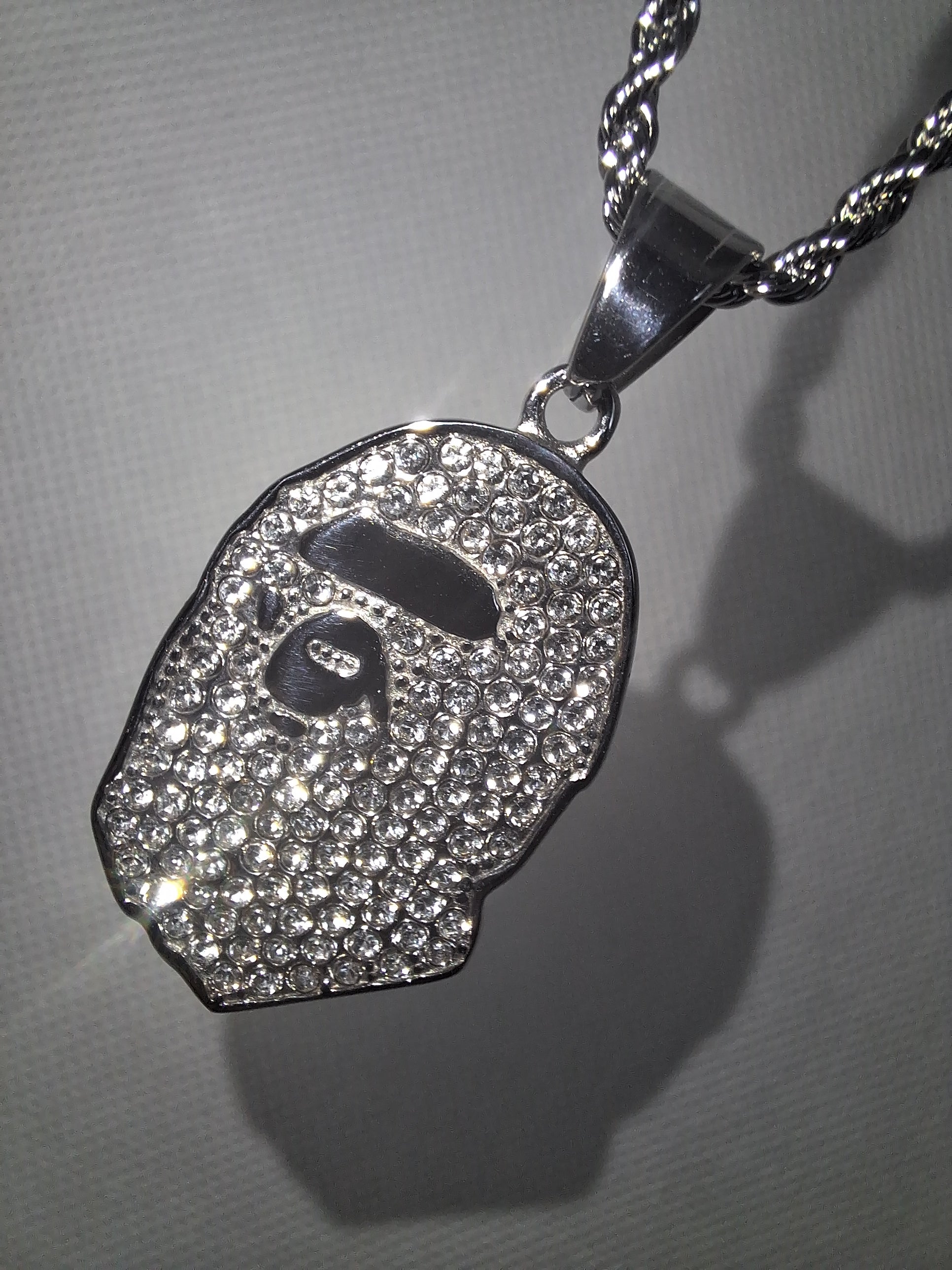 silver bape pendant