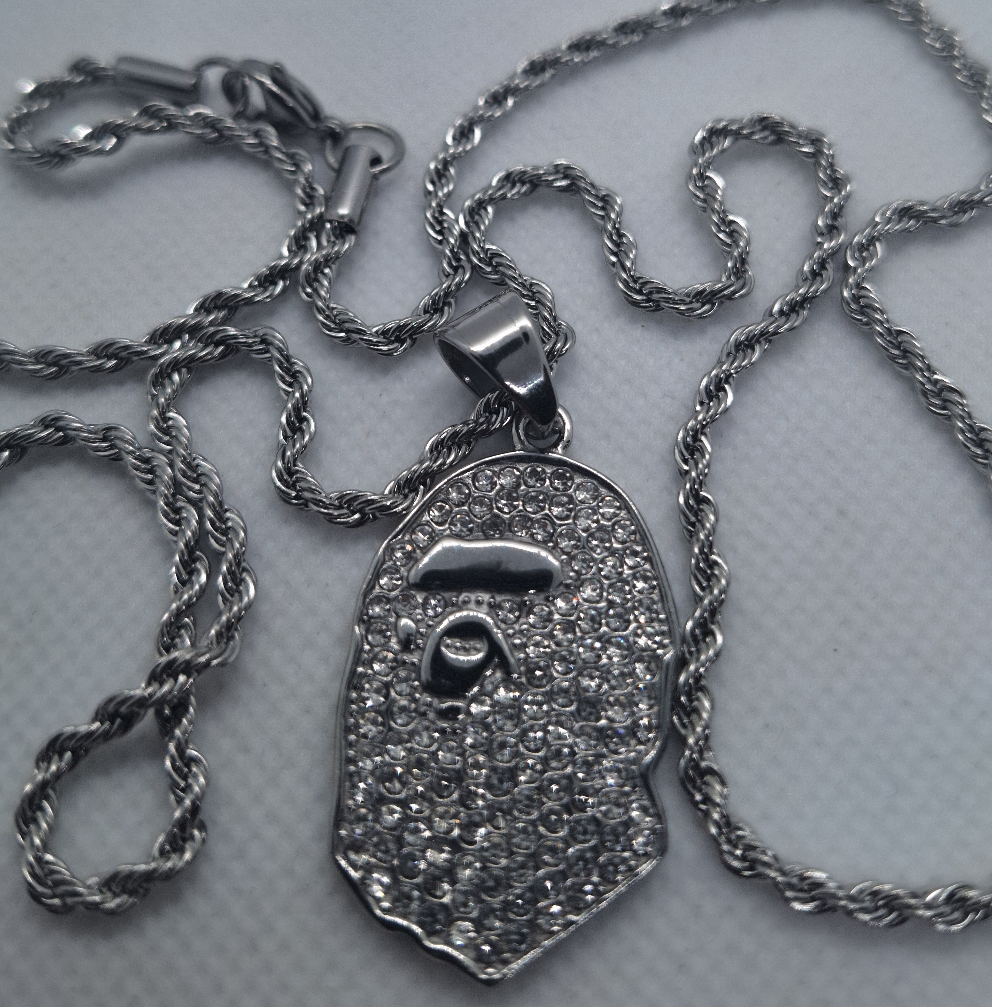 silver bape pendant